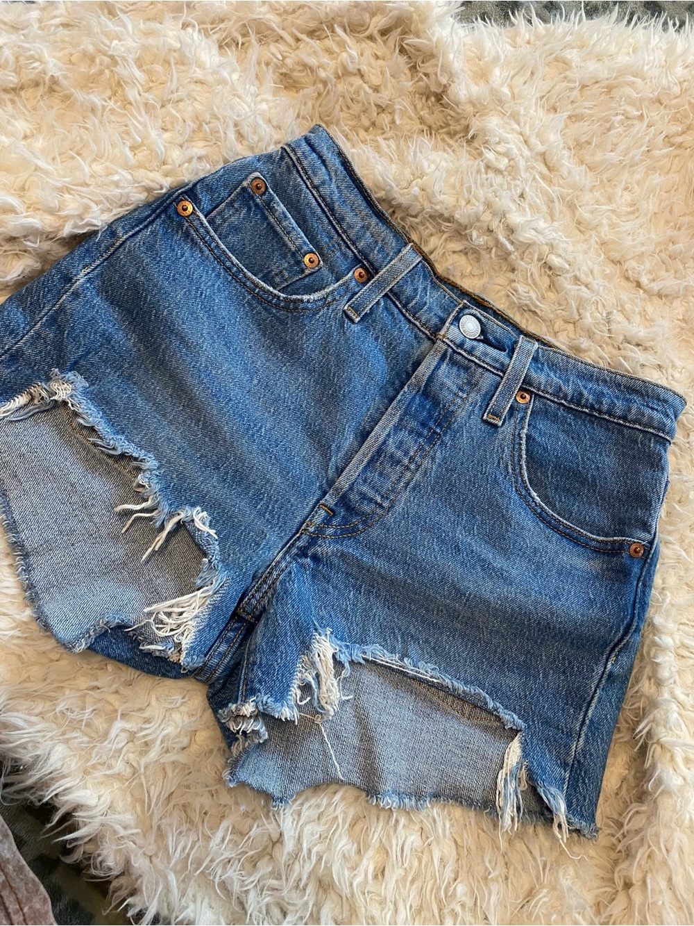 Levi's Distressed Blue Denim Jean Shorts